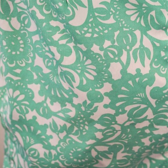 Merona Floral Paisley Dress Empire Waist Side Zip Pullover Sz 2 Aqua Green White - Picture 8 of 9
